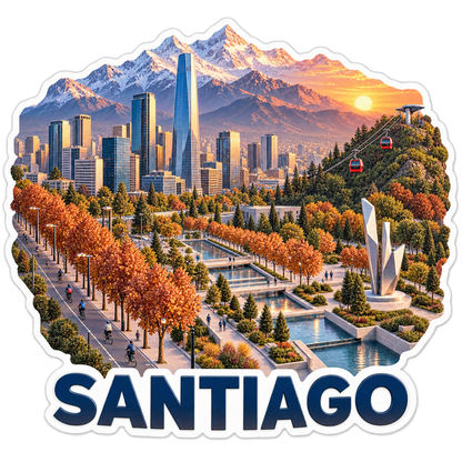 Santiago Andes Park Cable Car Vinyl Sticker Decal