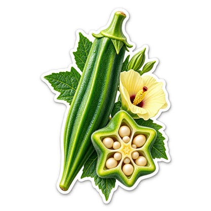 Okra Pod Star Slice Vinyl Sticker Decal