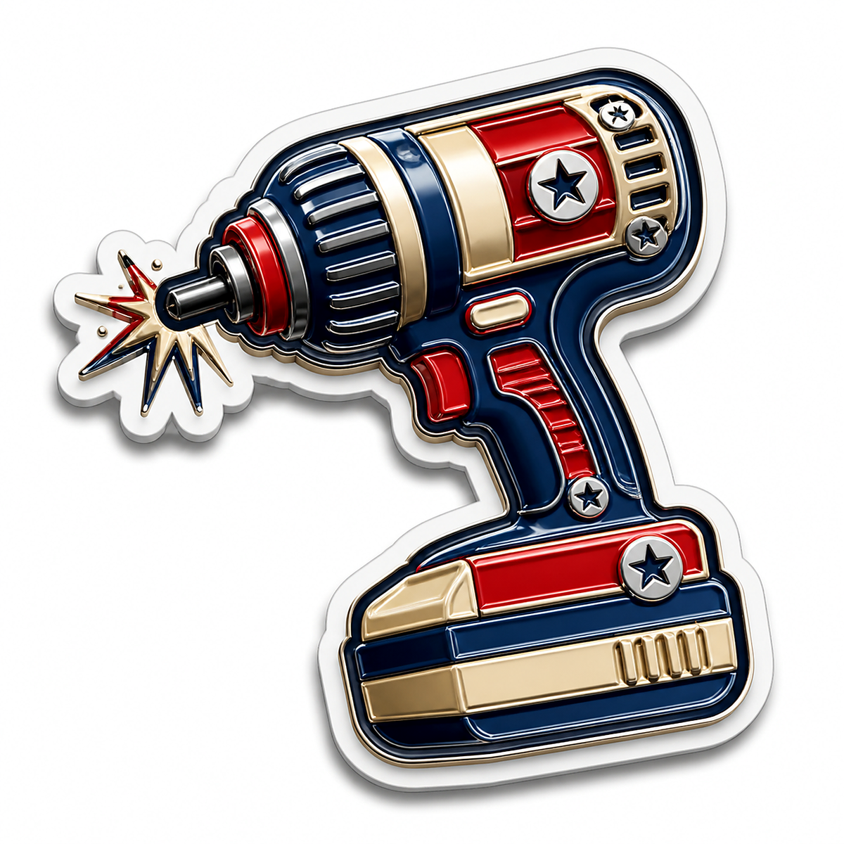 Patriotic Red White Blue Cordless Drill Vinyl Sticker Decal