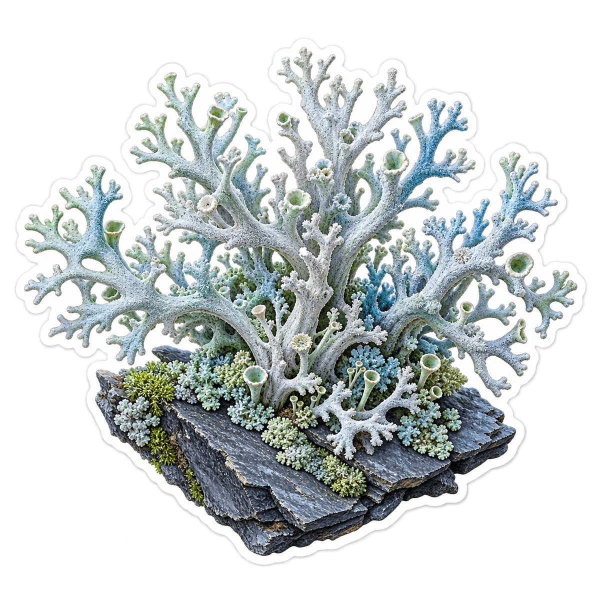 Reindeer Lichen Silver Coral Vinyl Sticker Decal
