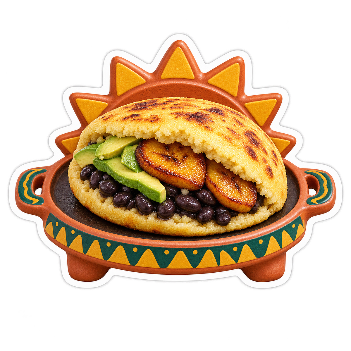 Arepa Terracotta Sun Griddle Vinyl Sticker Decal
