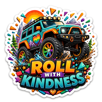 Roll with Kindness Off Road Truck Vinyl Sticker Decal