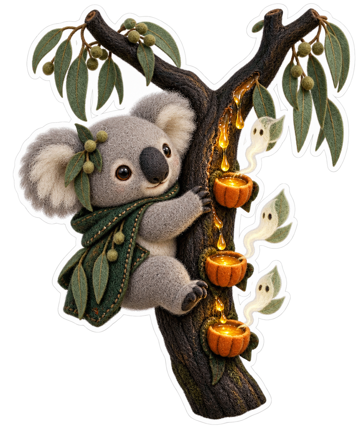Needle Felt Koala Moon Sap Tapper Vinyl Sticker Decal