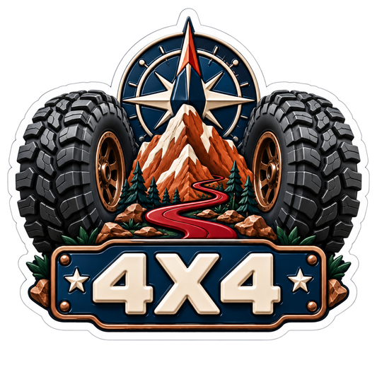 4x4 Off Road Tires Mountain Compass Vinyl Sticker Decal