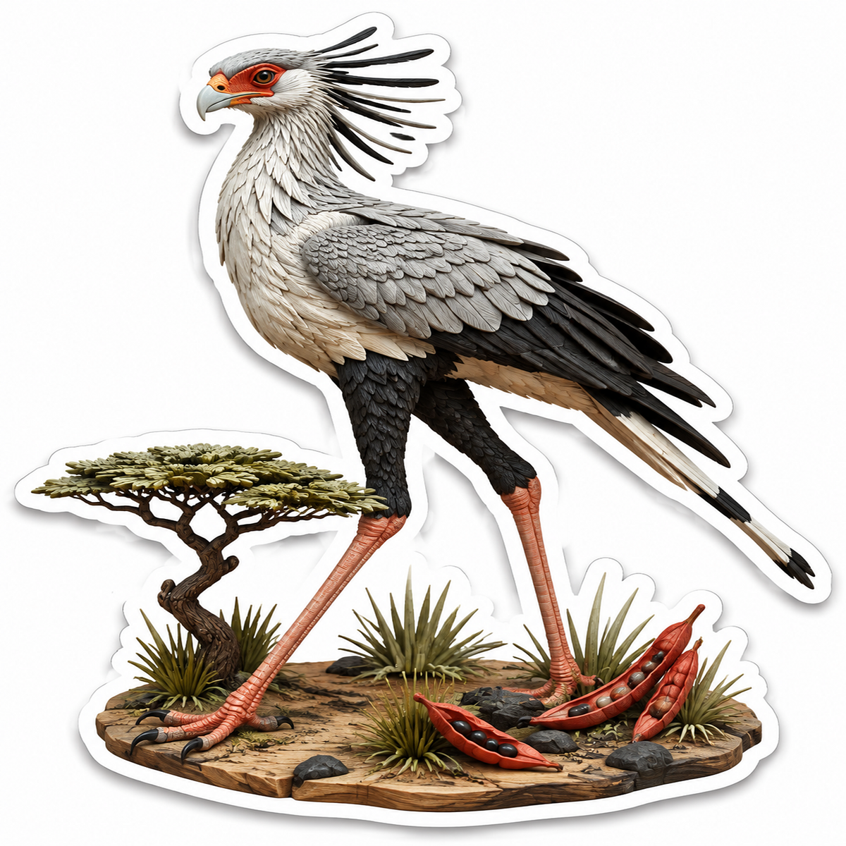 Secretary Bird Acacia Stride Vinyl Sticker Decal