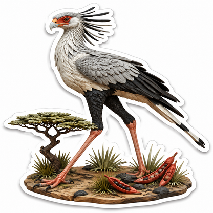 Secretary Bird Acacia Stride Vinyl Sticker Decal