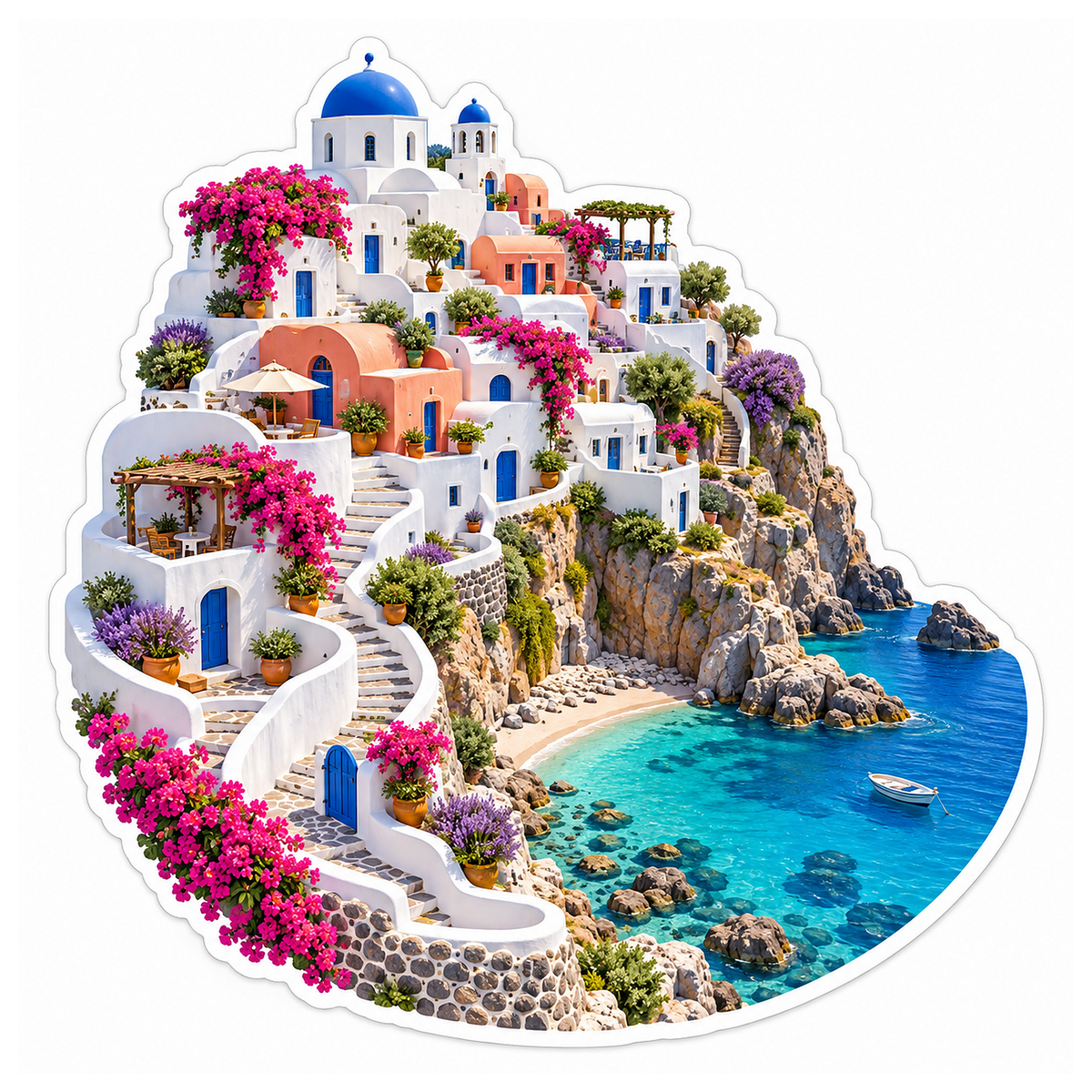 Cliffside Village Coral Crescent Vinyl Sticker Decal