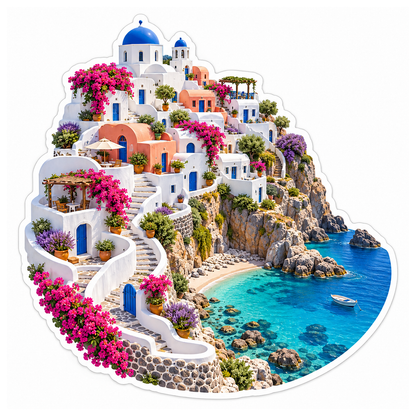 Cliffside Village Coral Crescent Vinyl Sticker Decal