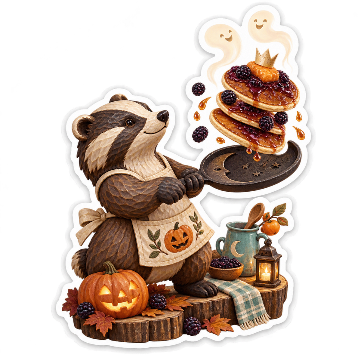 Carved Cedar Badger Blackberry Pancake Griddle Vinyl Sticker Decal
