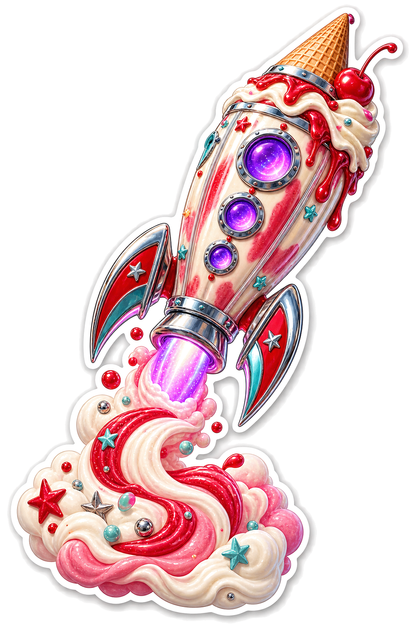 Retro Rocket Sundae Vinyl Sticker Decal