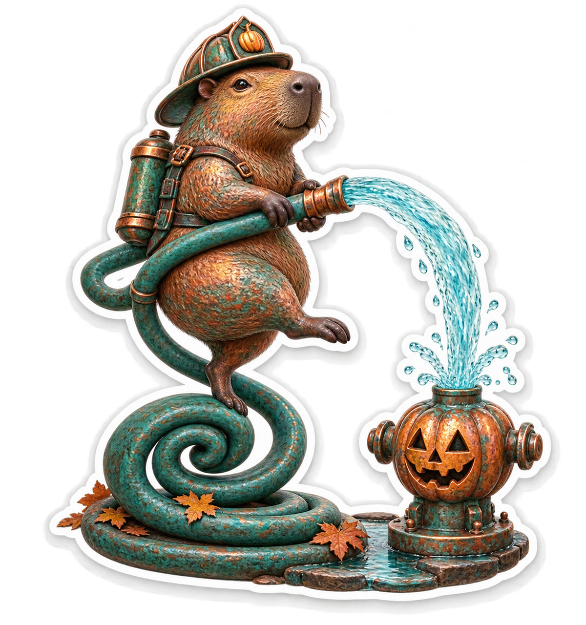 Copper Capybara Pumpkin Hydrant Hose Acrobat Vinyl Sticker Decal
