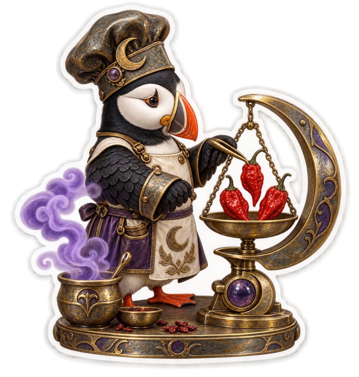 Oxidized Brass Puffin Ghost Pepper Alchemist Vinyl Sticker Decal