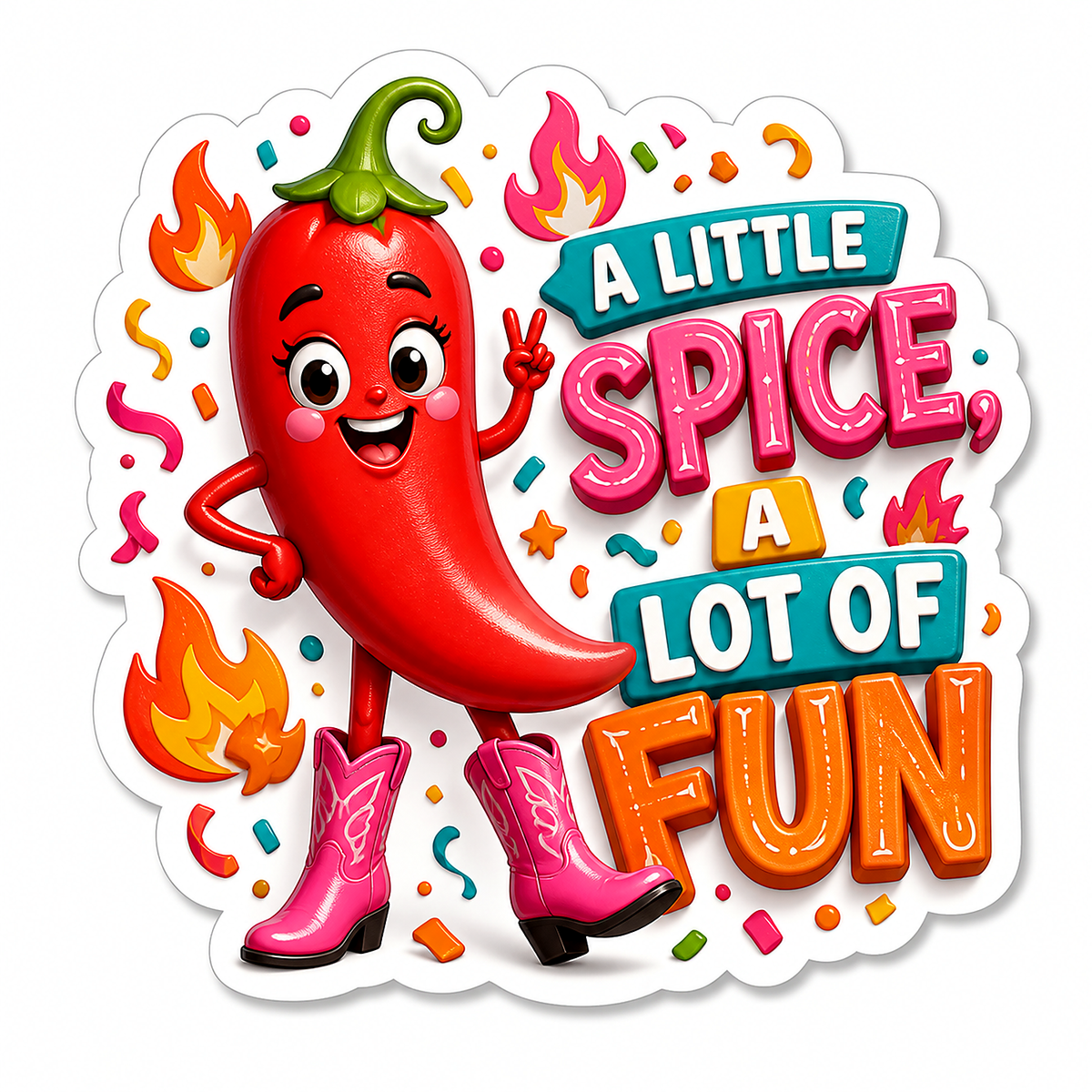A Little Spice a Lot of Fun Red Pepper Vinyl Sticker Decal