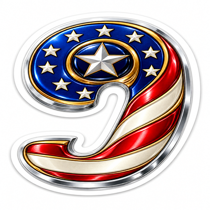 American Flag Number 9 Vinyl Sticker Decal