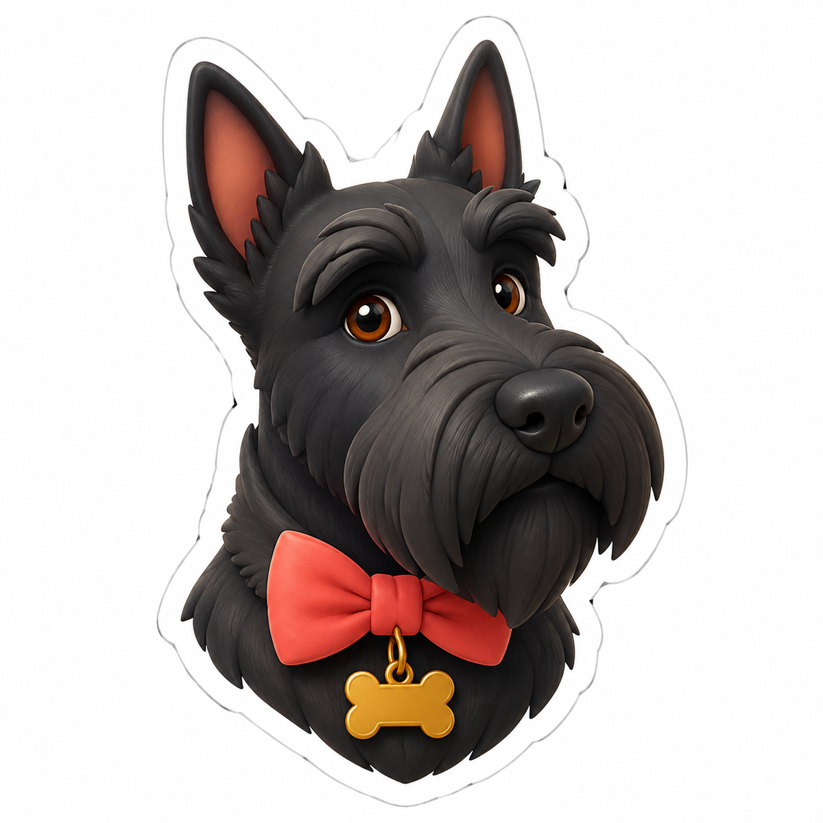 Black Scottish Terrier with Red Bow Tie Vinyl Sticker Decal