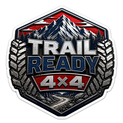Trail Ready 4x4 Mountain Tire Badge Vinyl Sticker Decal
