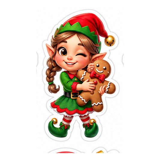 Christmas Elf Gingerbread Vinyl Sticker Decal