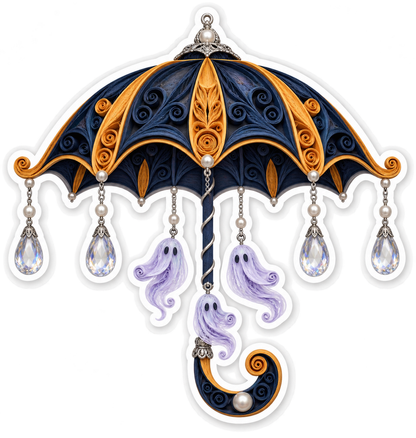 Quilled Paper Umbrella Raindrop Chandelier Vinyl Sticker Decal
