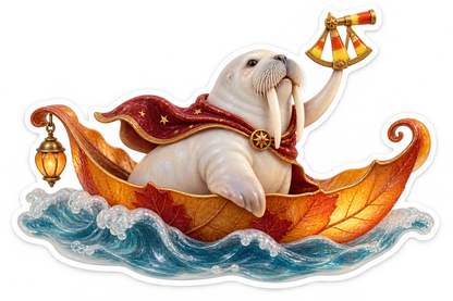 Frosted Porcelain Walrus Candy Corn Sextant Vinyl Sticker Decal