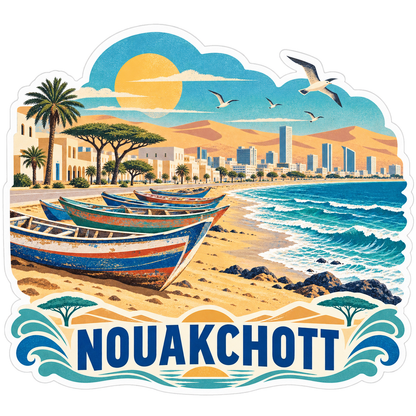 Nouakchott Atlantic Desert Fishing Boats Vinyl Sticker Decal