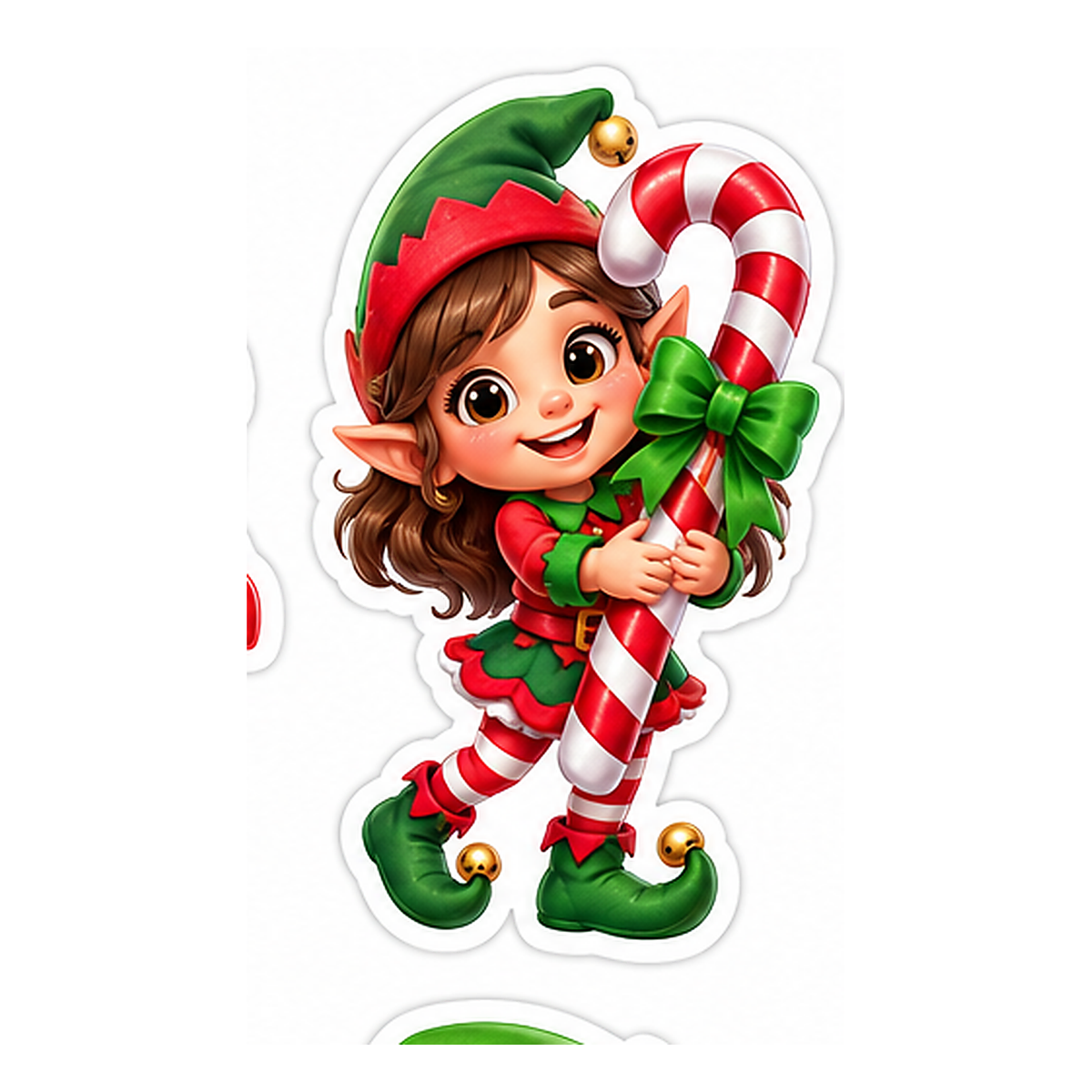 Christmas Elf Candy Cane Vinyl Sticker Decal