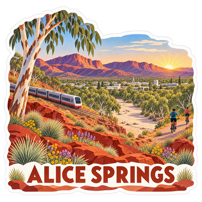 Alice Springs Red Desert Train Vinyl Sticker Decal