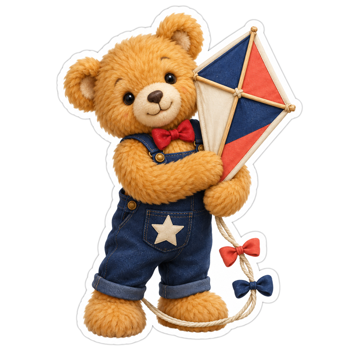 Honey Gold Bear Navy Overalls Patriotic Kite Vinyl Sticker Decal