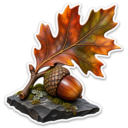Oak Leaf Acorn Bronze Vinyl Sticker Decal
