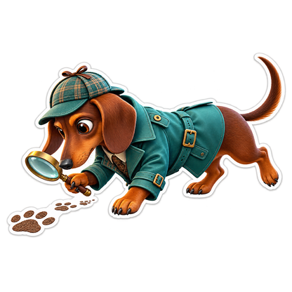 Dachshund Detective Vinyl Sticker Decal
