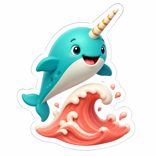 Happy Turquoise Narwhal Vinyl Sticker Decal