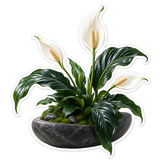 Peace Lily Moon Bloom Vinyl Sticker Decal