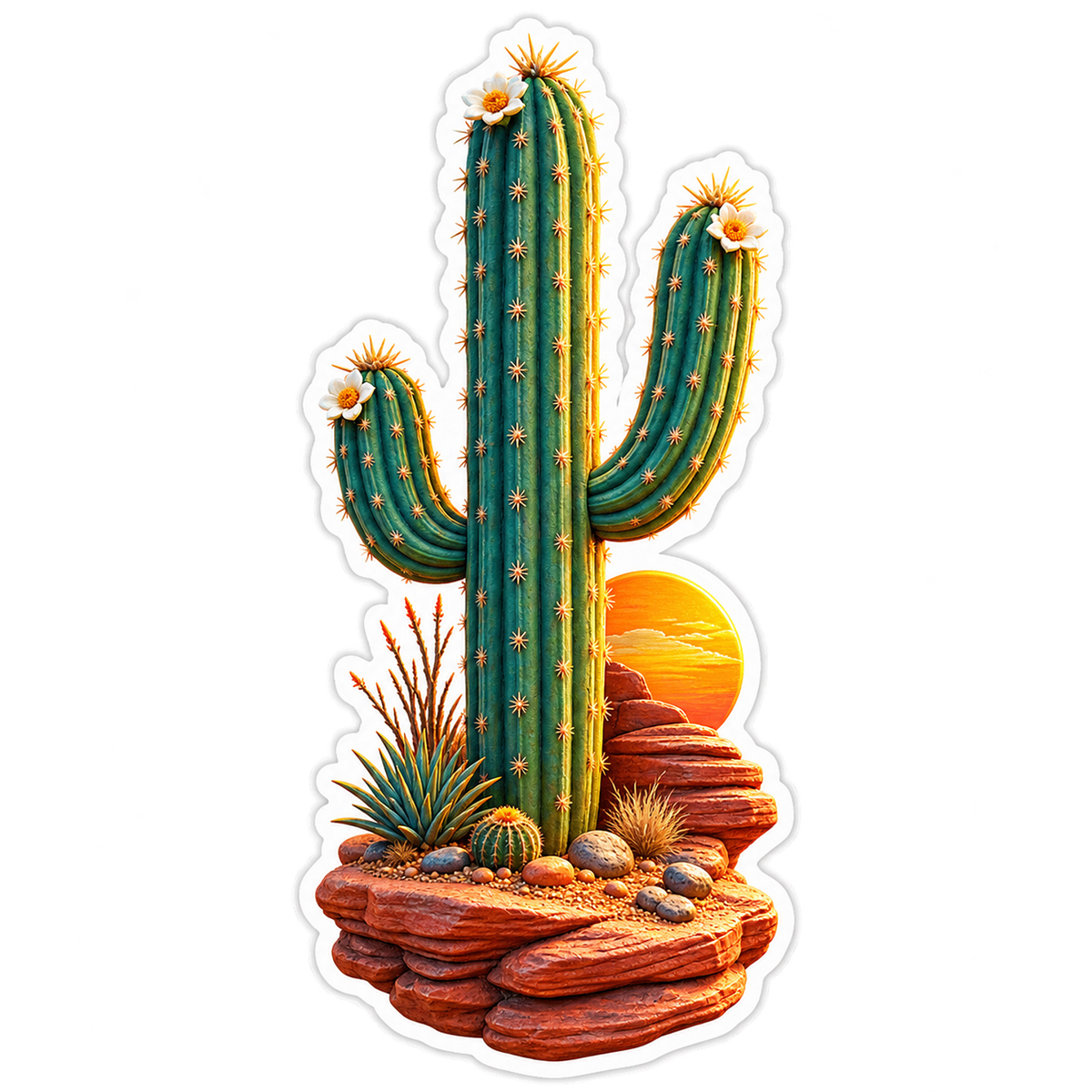 Saguaro Desert Sunrise Vinyl Sticker Decal