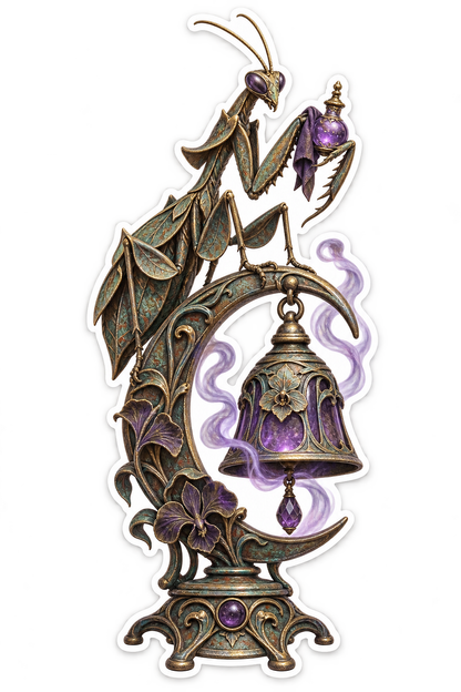 Oxidized Bronze Orchid Mantis Apothecary Bell Vinyl Sticker Decal