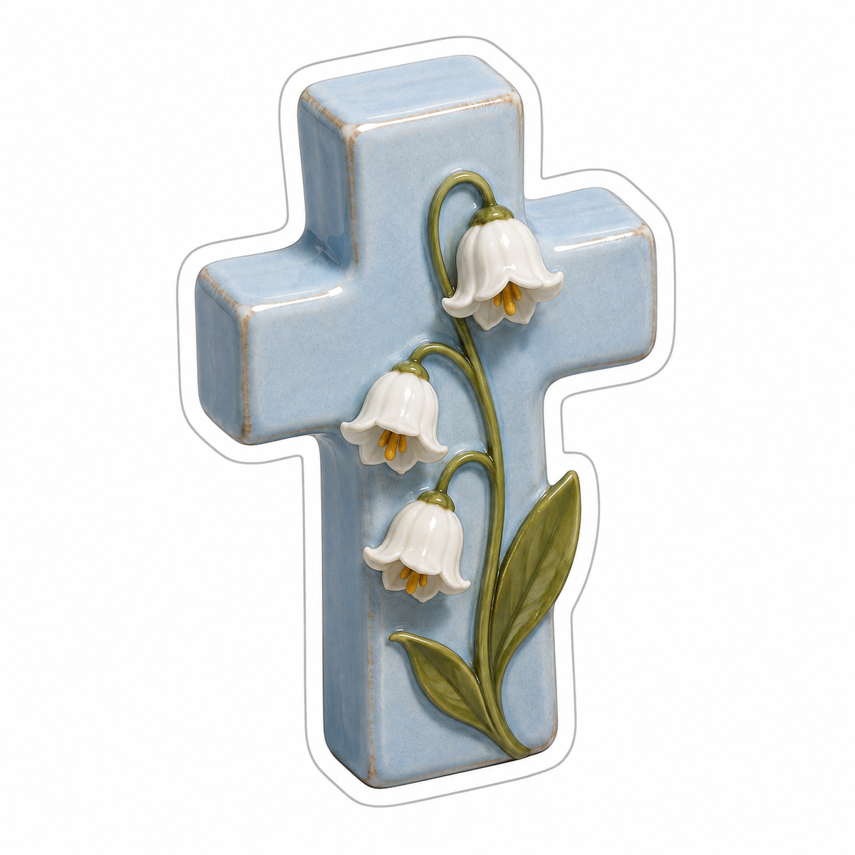 Pale Blue Cross Lily of the Valley Vinyl Sticker Decal