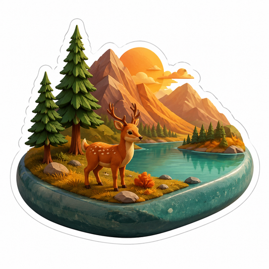 Miniature Amber Mountain Landscape Vinyl Sticker Decal