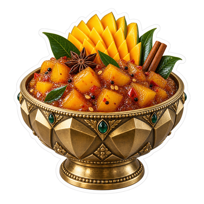 Mango Chutney Brass Lattice Bowl Vinyl Sticker Decal