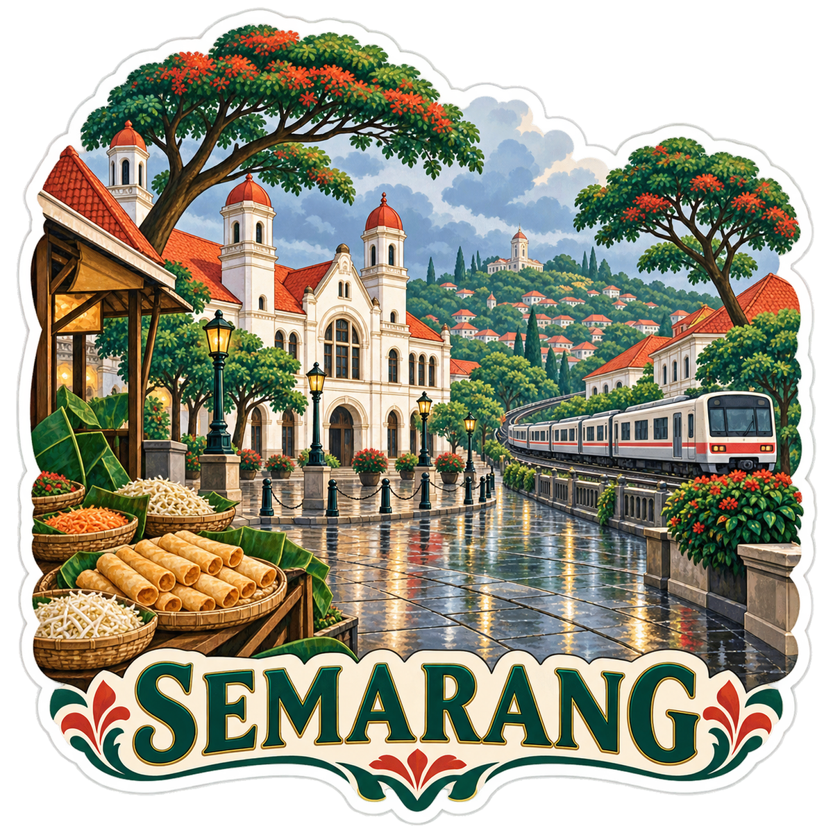 Semarang Monsoon Old Town Train Vinyl Sticker Decal