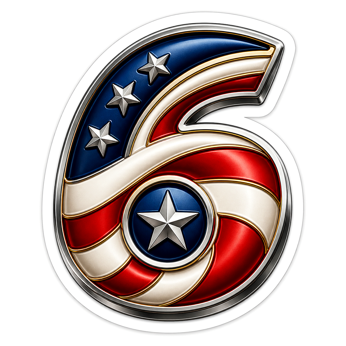American Flag Number 6 Vinyl Sticker Decal