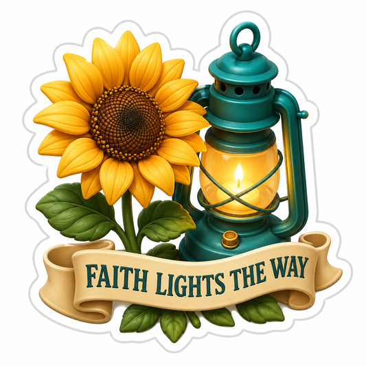 Faith Lights the Way Lantern Sunflower Vinyl Sticker Decal