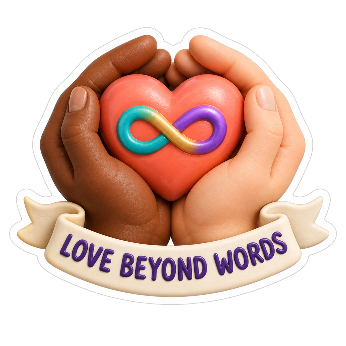 Hands Holding Heart Rainbow Infinity Vinyl Sticker Decal