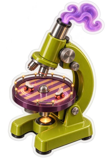 Retro Chartreuse Haunted Microscope Roller Rink Vinyl Sticker Decal