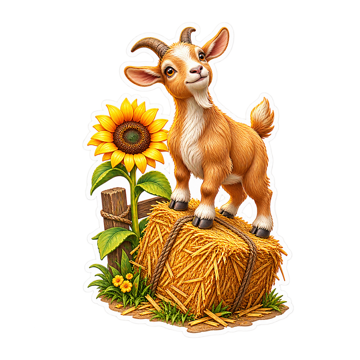 Goat Hay Bale Balance Vinyl Sticker Decal