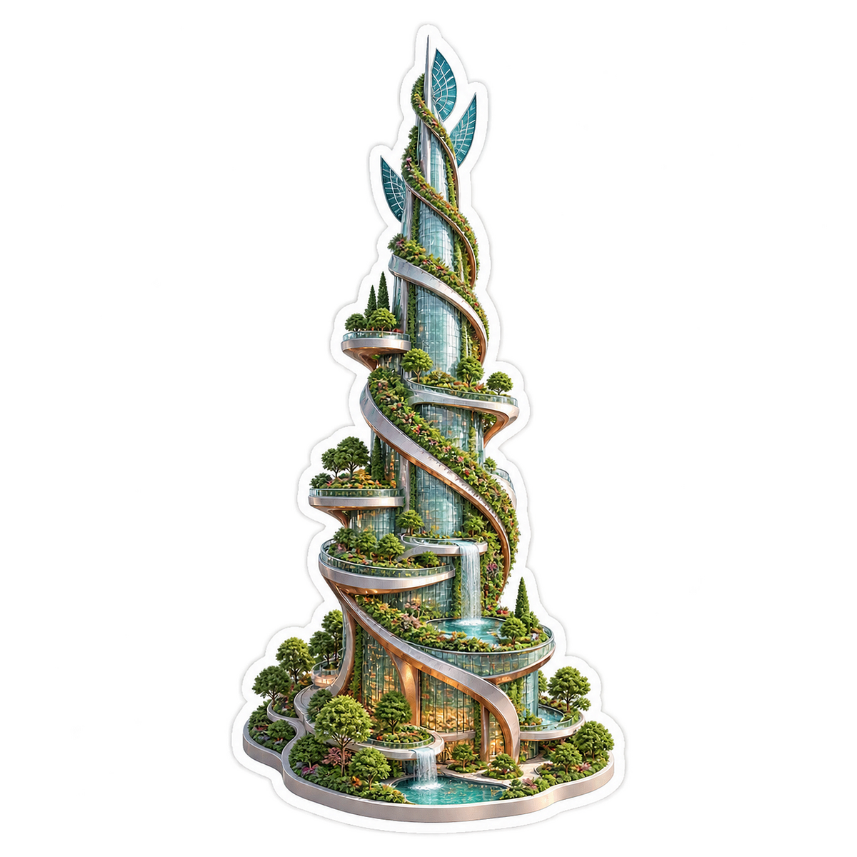 Eco Skyscraper Glass Botanical Helix Vinyl Sticker Decal
