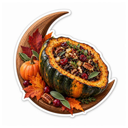 Stuffed Acorn Squash Harvest Crescent Vinyl Sticker Decal