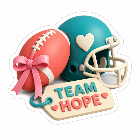 Team Hope Teal Football Helmet Pink Ribbon Vinyl Sticker Decal
