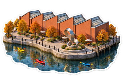 Riverfront Brick Arts Sculpture Quay Vinyl Sticker Decal