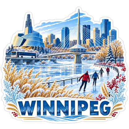 Winnipeg Winter Rivers Skating Bridge Vinyl Sticker Decal