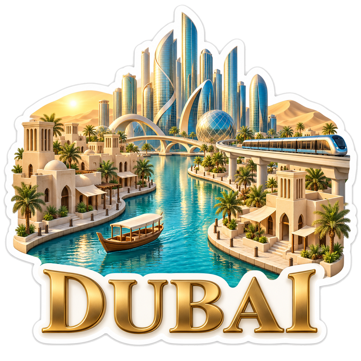 Dubai Desert Creek Metro Vinyl Sticker Decal