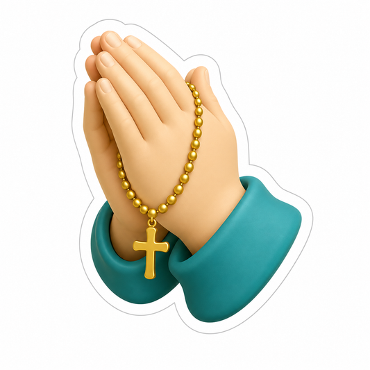 Cream Hands Joined In Prayer Vinyl Sticker Decal