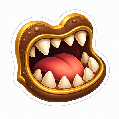 Gold Brown Monster Mouth with White Fangs Vinyl Sticker Decal
